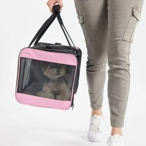 Pink Pet Travel Carrier Bag Soft Sided Medium Dog Cat Carrier Gorilla Grip